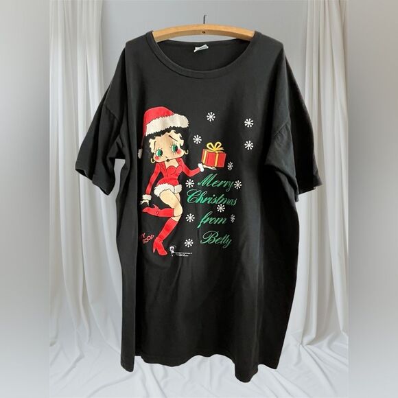 VINTAGE Betty Boop Merry Christmas t-shirt 1998 Oversized One Size Fits All - Picture 2 of 5